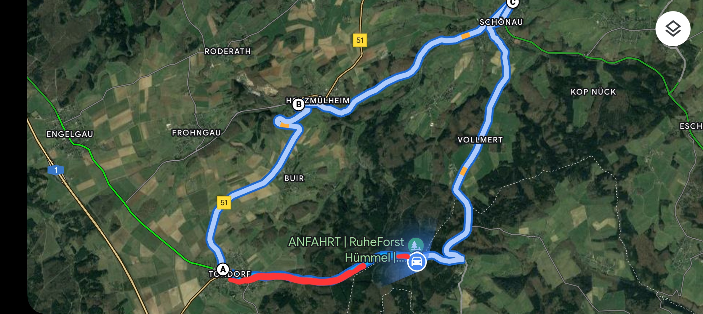 Umleitung Tondorf in Richtung RuheForst Hümmel